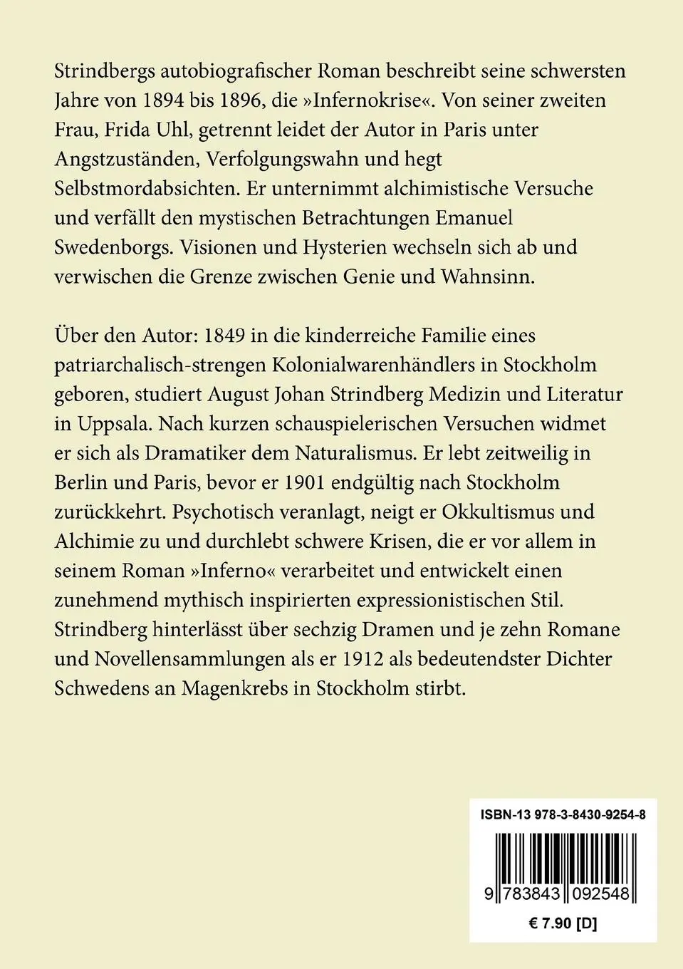 Rückseite: 9783843092548 | Inferno | Legenden | August Strindberg | Taschenbuch | 168 S. | 2016