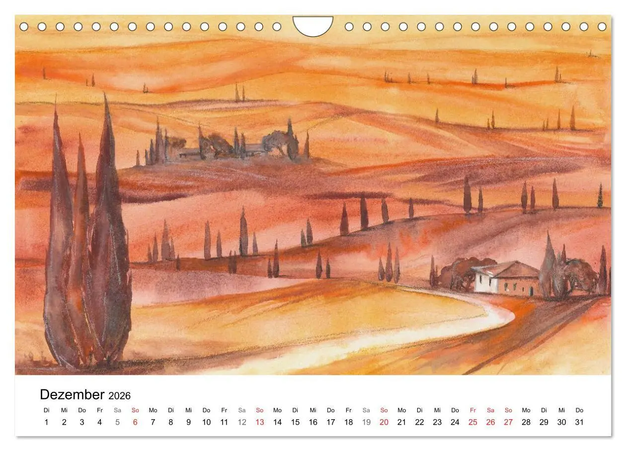 Bild: 9783516072648 | Toskana Aquarelle (Wandkalender 2026 DIN A4 quer), CALVENDO...