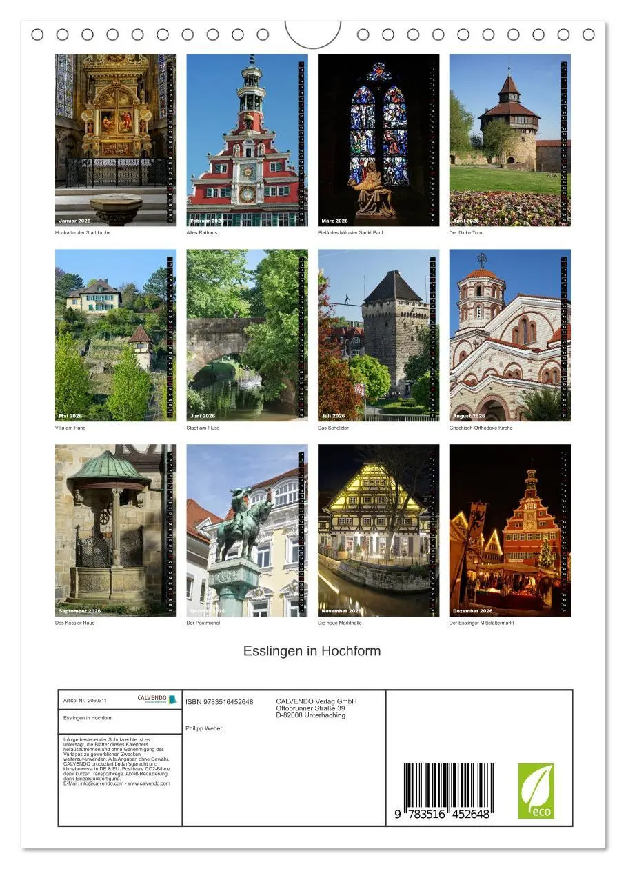 Bild: 9783516452648 | Esslingen in Hochform (Wandkalender 2026 DIN A4 hoch), CALVENDO...