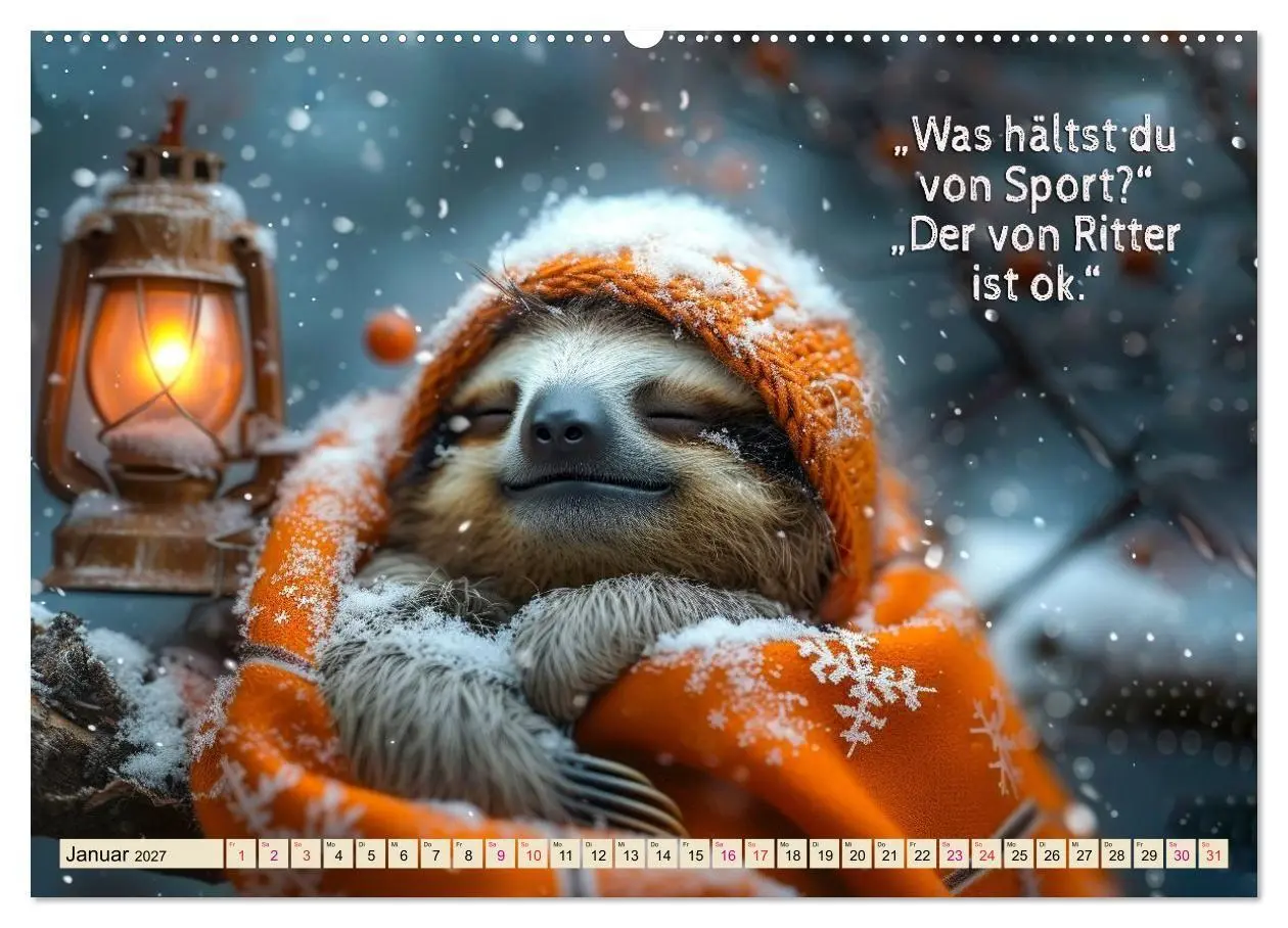 Bild: 9783569232648 | Faultier - Albtraum Sport (Wandkalender 2027 DIN A2 quer), CALVENDO...