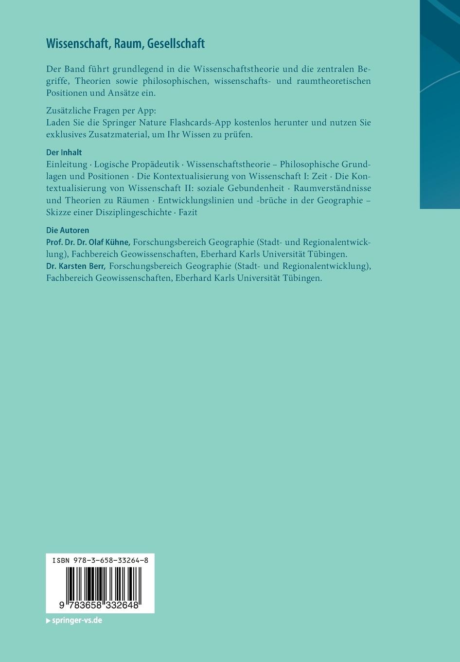 Rückseite: 9783658332648 | Wissenschaft, Raum, Gesellschaft | Olaf Kühne (u. a.) | Bundle | 2021