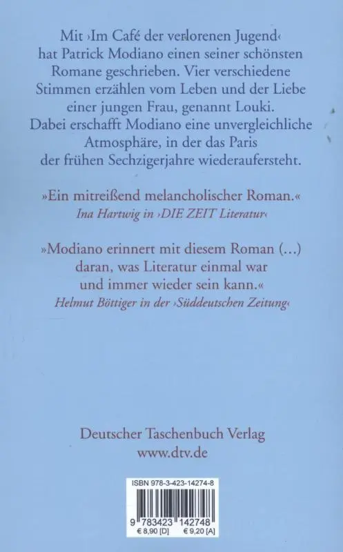 Rückseite: 9783423142748 | Im Café der verlorenen Jugend | Patrick Modiano | Taschenbuch | 160 S.
