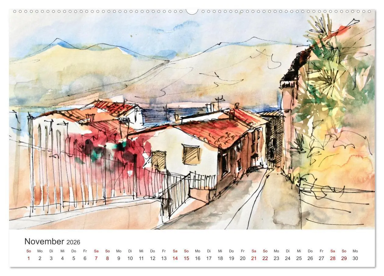 Bild: 9783457662748 | Italienische Reiseskizzen (Wandkalender 2026 DIN A2 quer), CALVENDO...