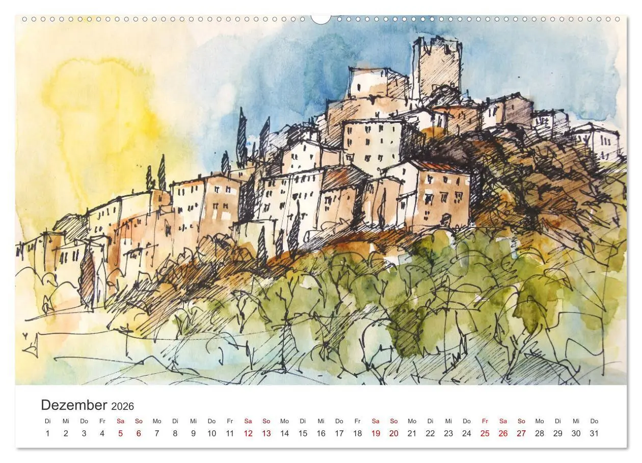 Bild: 9783457662748 | Italienische Reiseskizzen (Wandkalender 2026 DIN A2 quer), CALVENDO...
