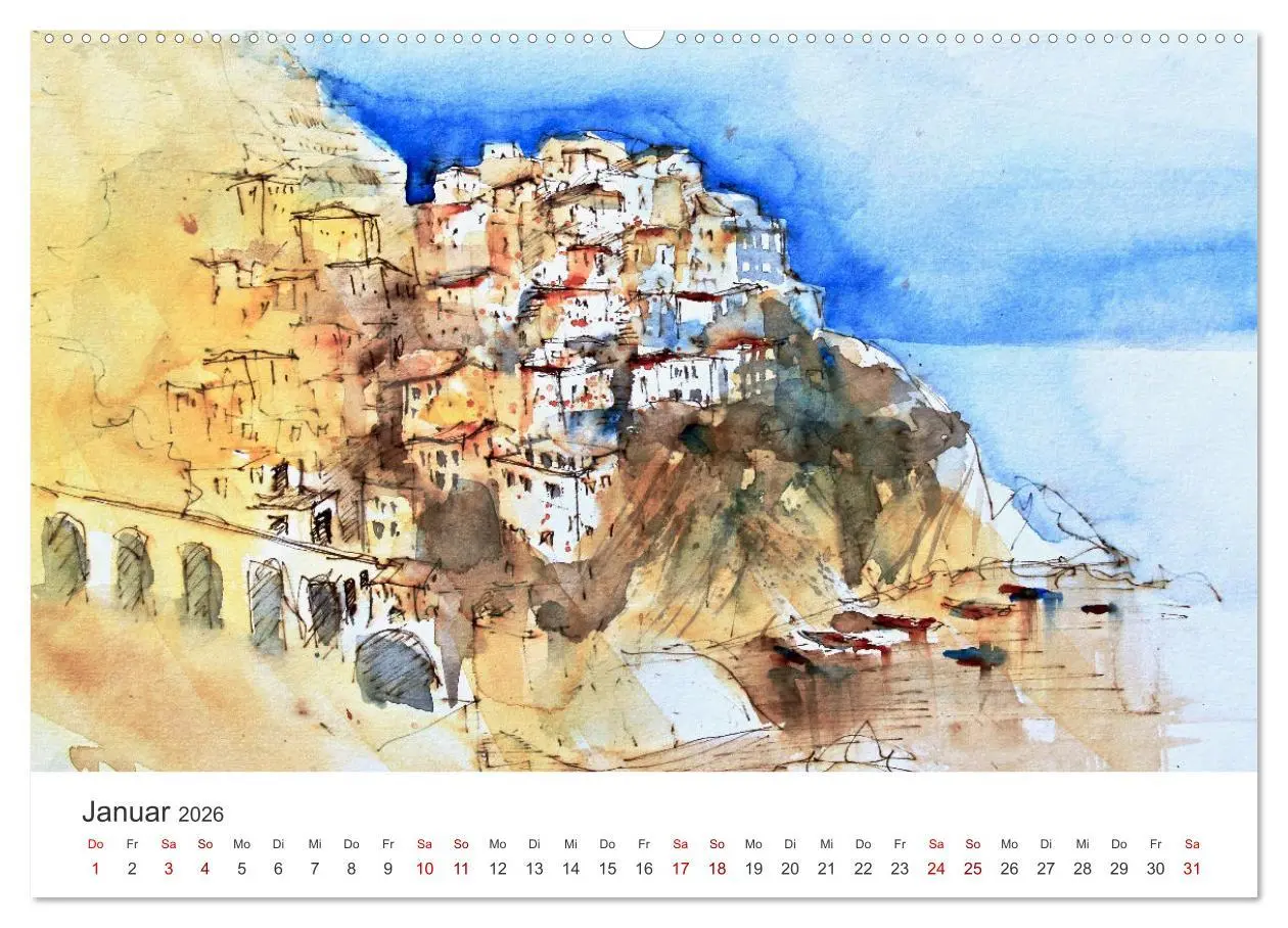 Bild: 9783457662748 | Italienische Reiseskizzen (Wandkalender 2026 DIN A2 quer), CALVENDO...