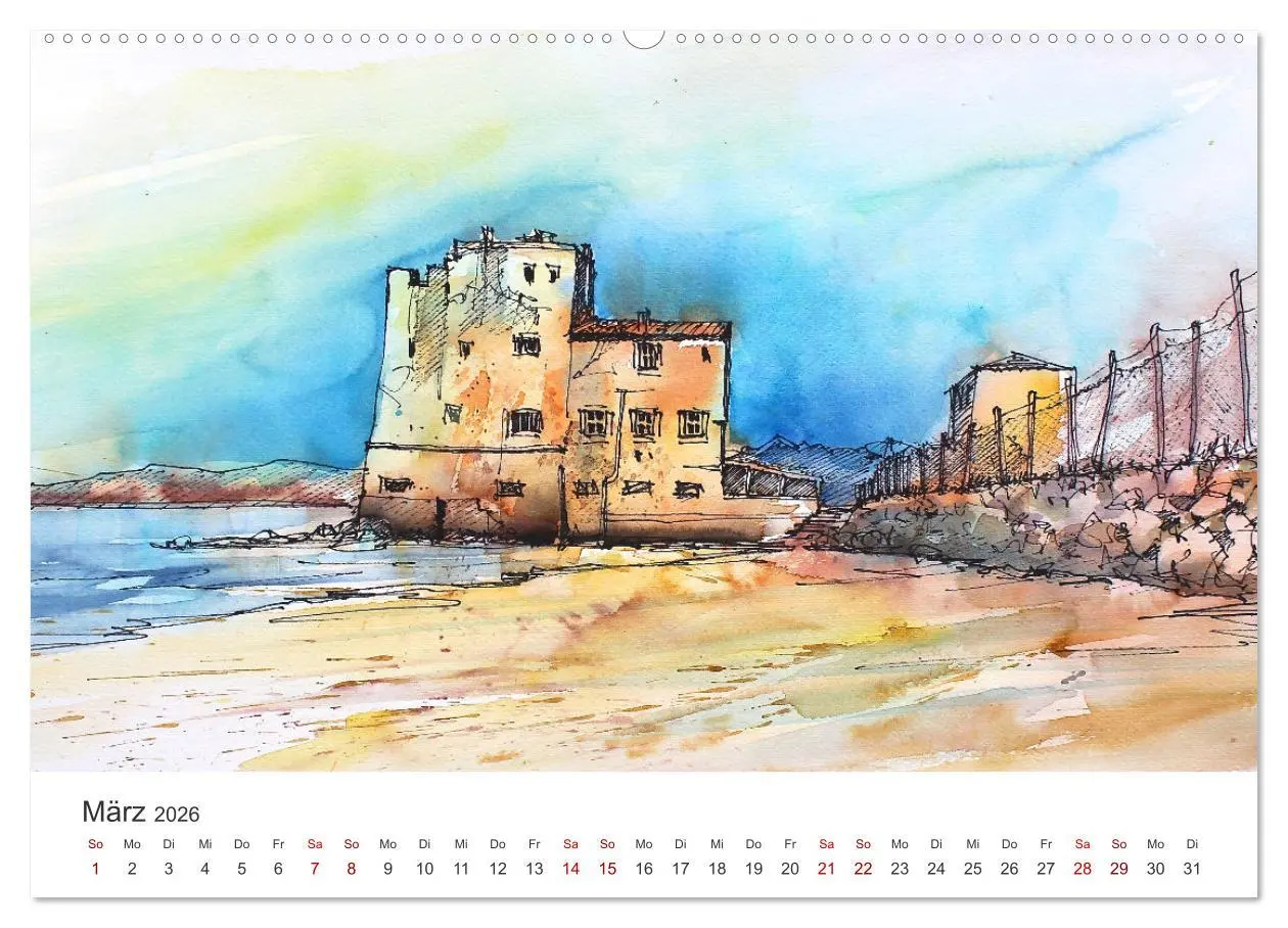 Bild: 9783457662748 | Italienische Reiseskizzen (Wandkalender 2026 DIN A2 quer), CALVENDO...