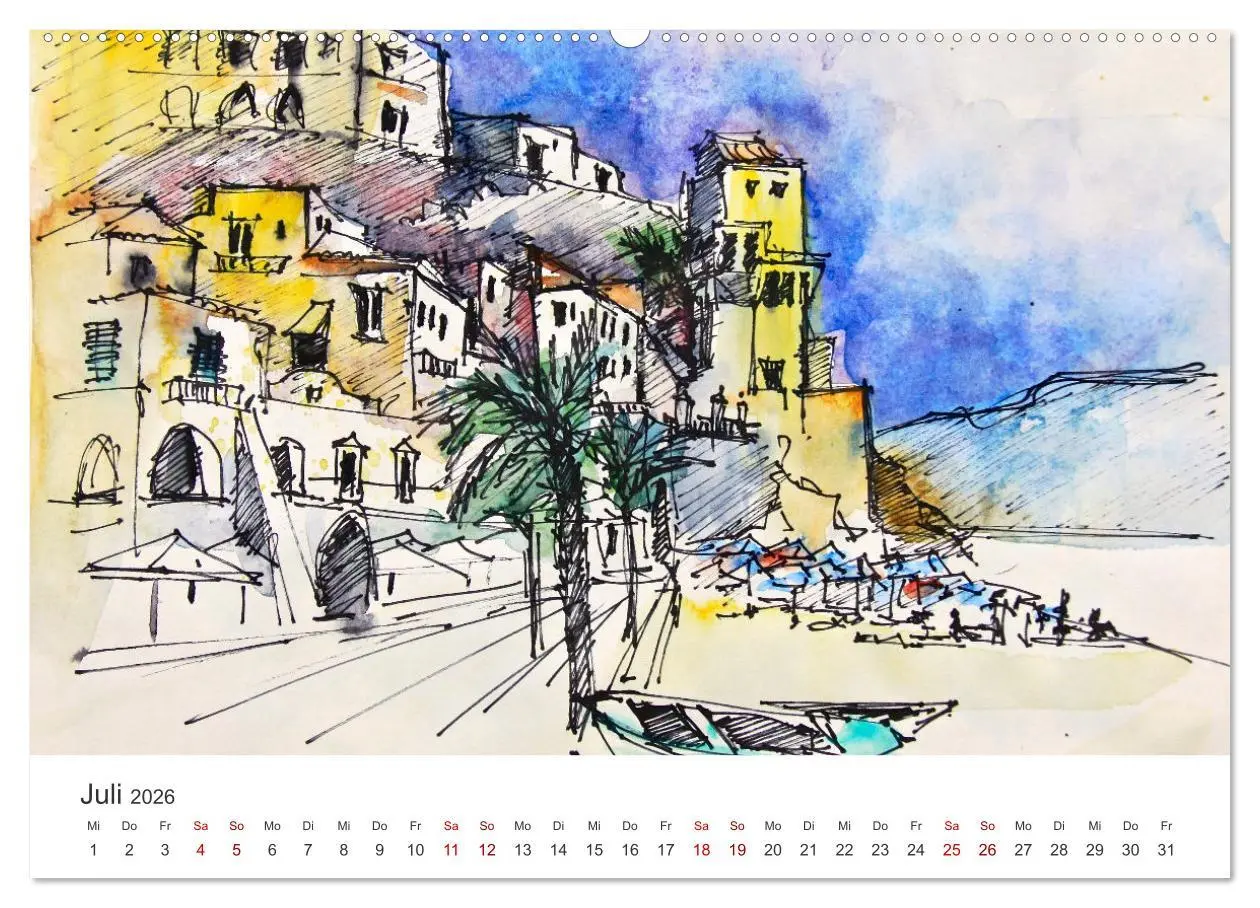 Bild: 9783457662748 | Italienische Reiseskizzen (Wandkalender 2026 DIN A2 quer), CALVENDO...