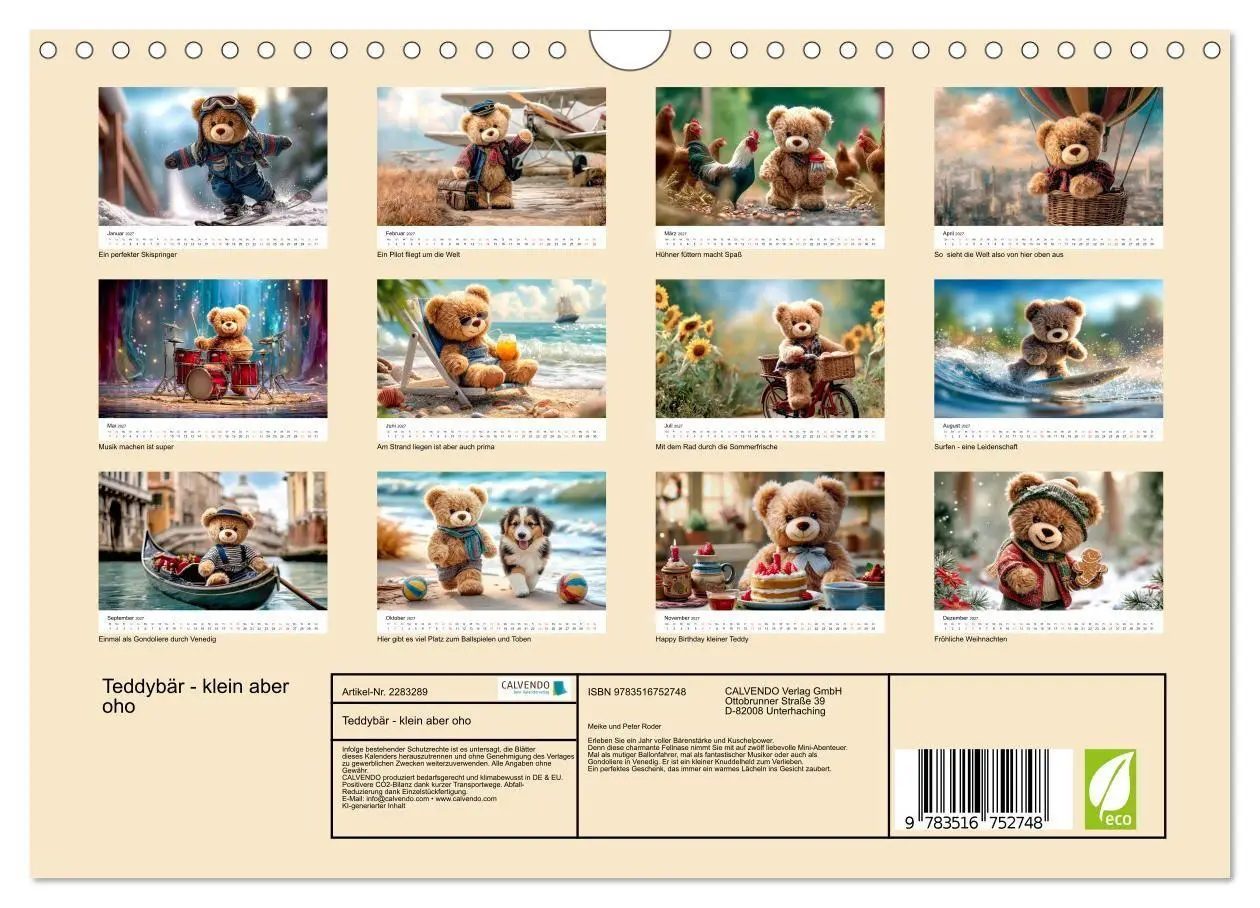 Bild: 9783516752748 | Teddybär - klein aber oho (Wandkalender 2027 DIN A4 quer), CALVENDO...