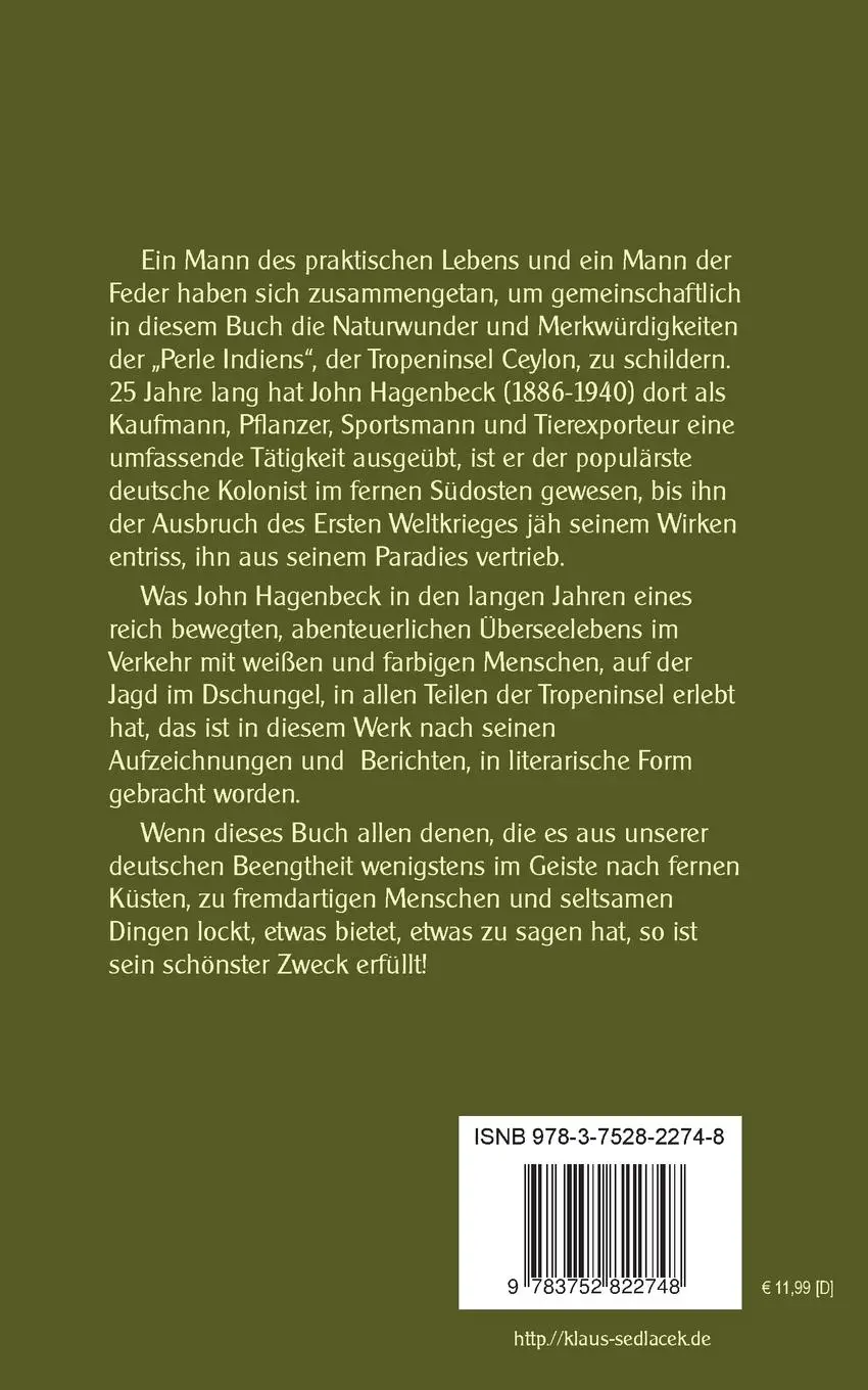 Rückseite: 9783752822748 | Mein Leben im Tropenparadies | John Hagenbeck | Taschenbuch | 192 S.