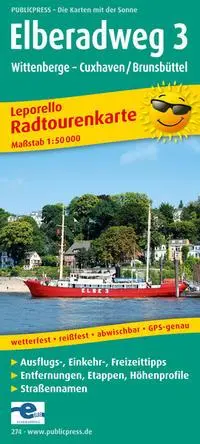 Cover: 9783899202748 | Radwanderkarte Elberadweg 03. Wittenberge - Cuxhaven/Brunsbüttel 1...