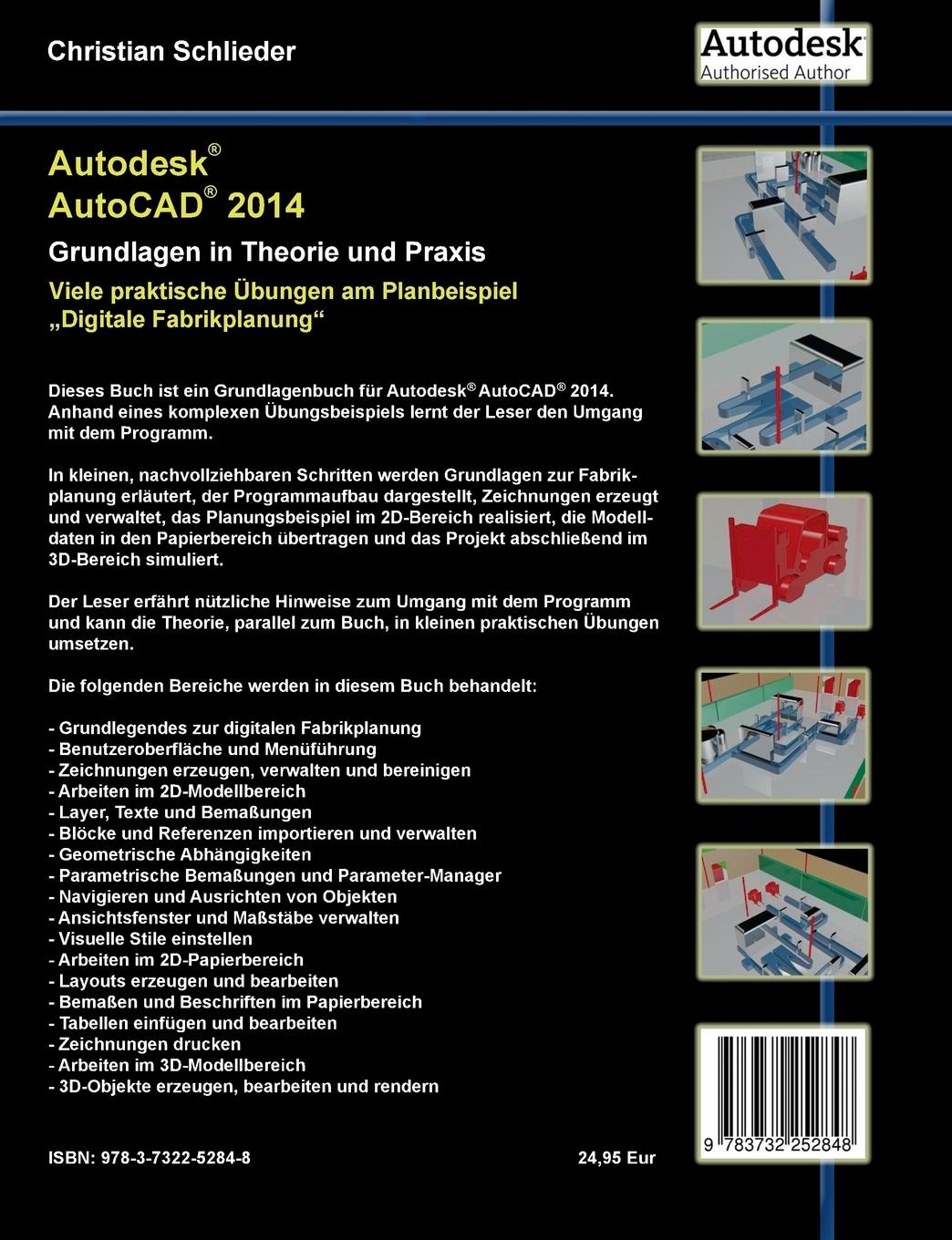 Rückseite: 9783732252848 | Autodesk AutoCAD 2014 - Grundlagen in Theorie und Praxis | Schlieder