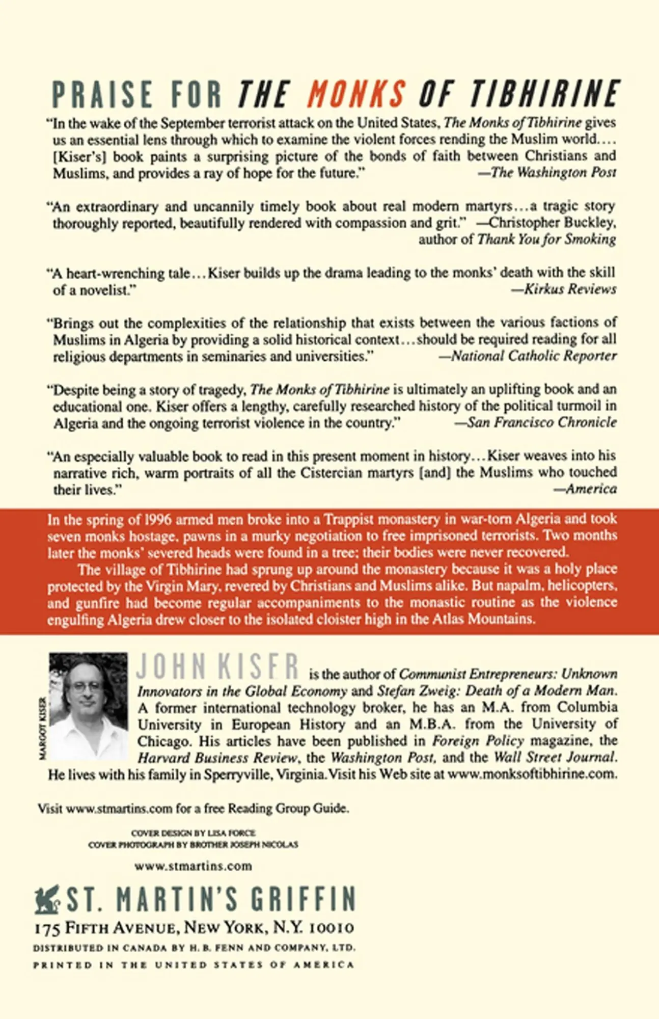 Rückseite: 9780312302948 | The Monks of Tibhirine | Faith, Love, and Terror in Algeria | Kiser