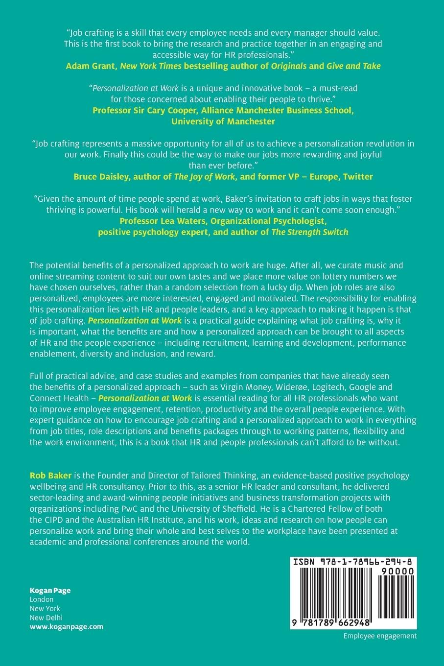 Rückseite: 9781789662948 | Personalization at Work | Rob Baker | Taschenbuch | Englisch | 2020