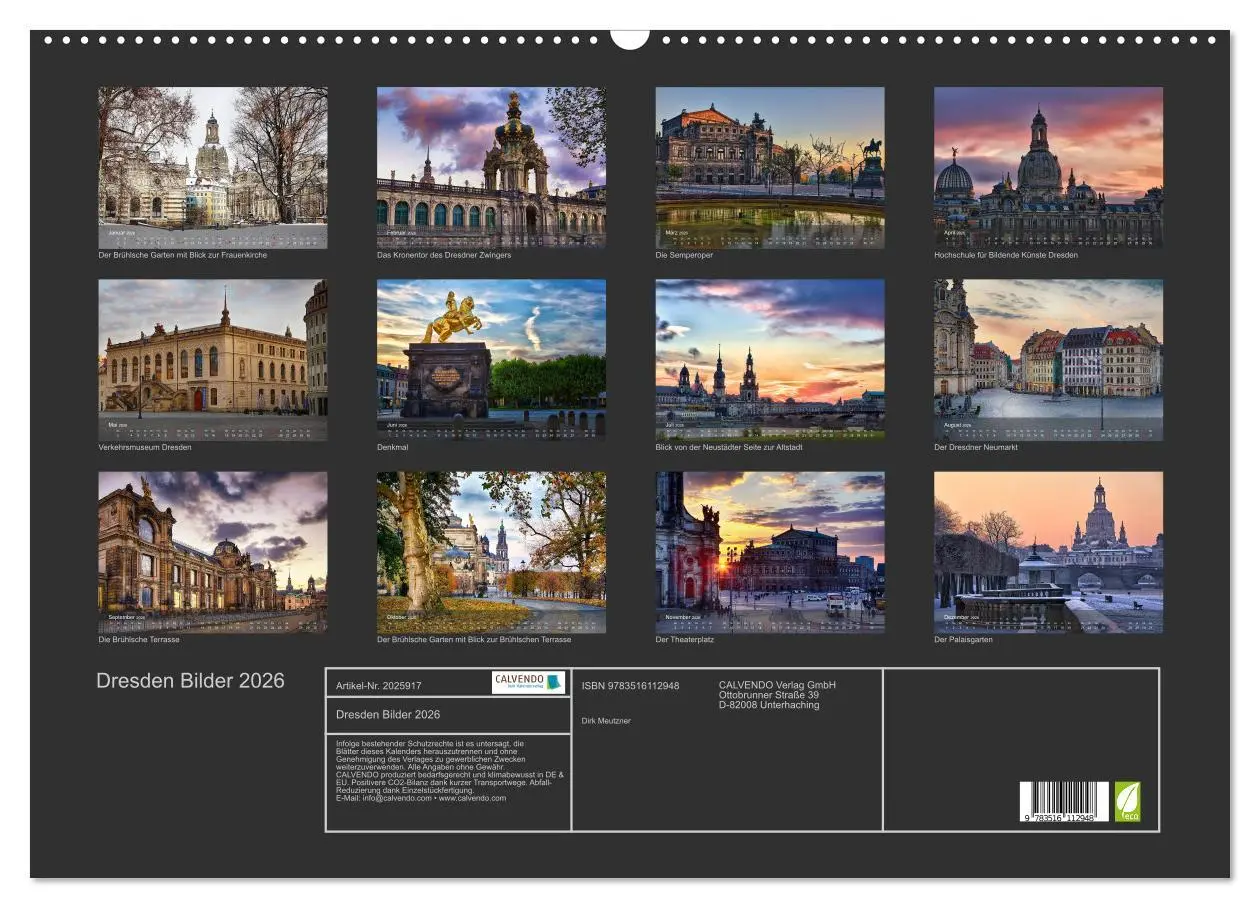 Bild: 9783516112948 | Dresden Bilder 2026 (Wandkalender 2026 DIN A2 quer), CALVENDO...