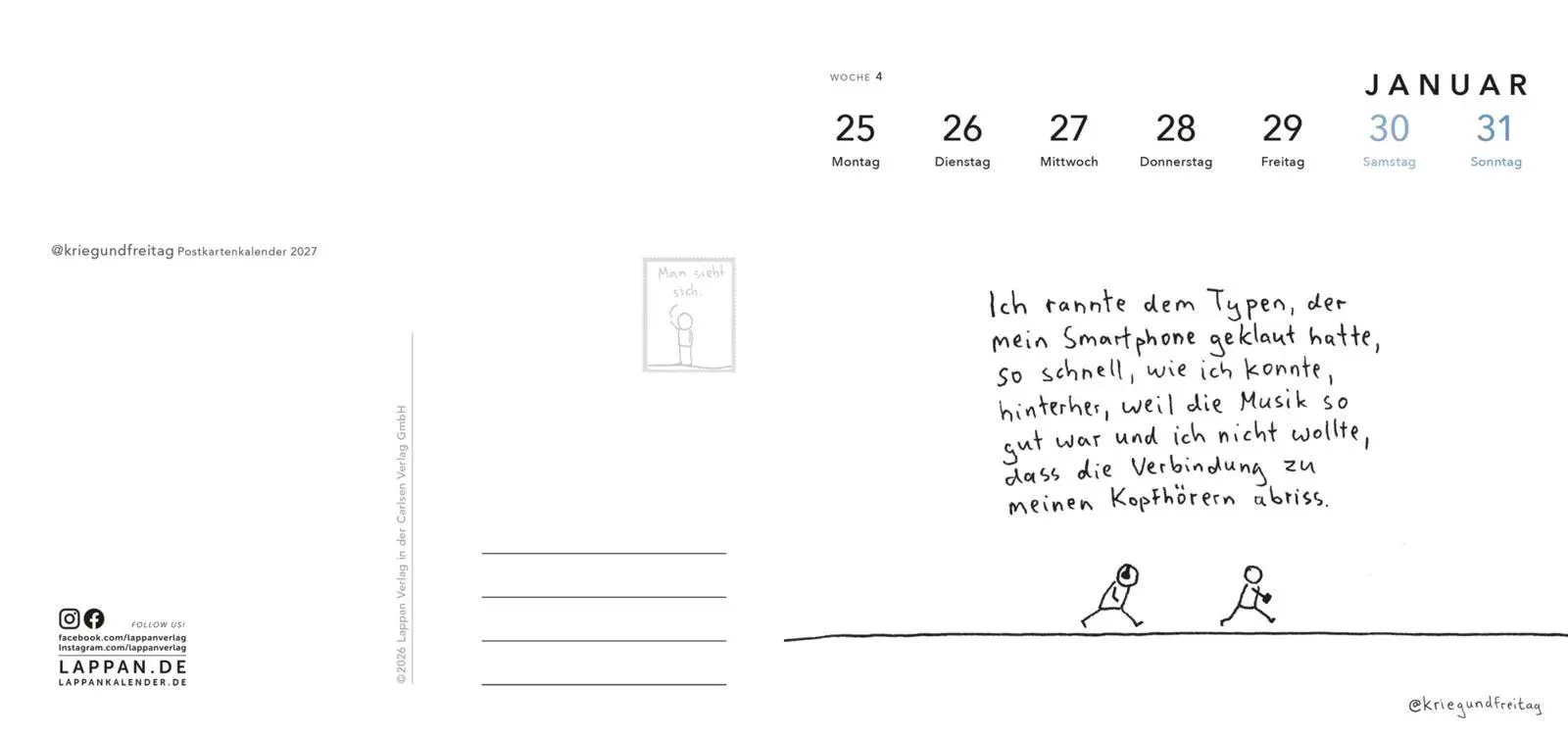 Bild: 9783830322948 | kriegundfreitag: Postkartenkalender 2027 | @Kriegundfreitag | Kalender