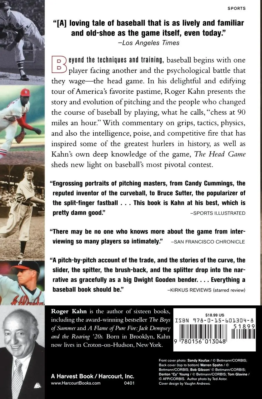 Rückseite: 9780156013048 | The Head Game | Baseball Seen from the Pitcher's Mound | Roger Kahn