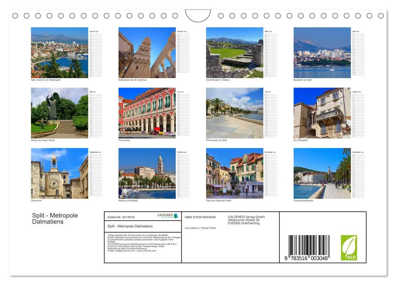 Bild: 9783516003048 | Split - Metropole Dalmatiens (Wandkalender 2026 DIN A4 quer),...