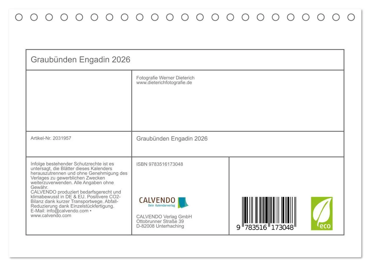 Bild: 9783516173048 | Graubünden Engadin 2026 (Tischkalender 2026 DIN A5 quer), CALVENDO...