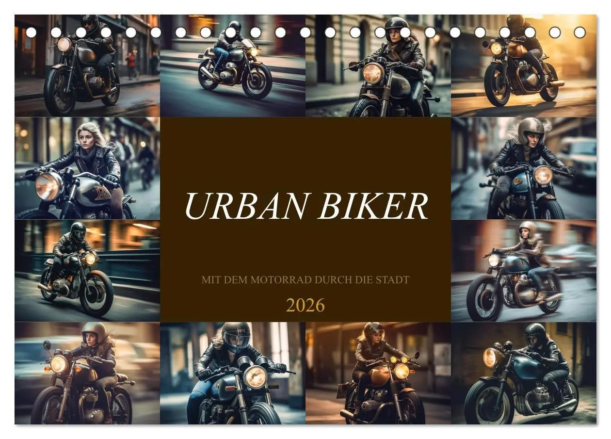 Cover: 9783457523148 | Urban Biker (Tischkalender 2026 DIN A5 quer), CALVENDO Monatskalender