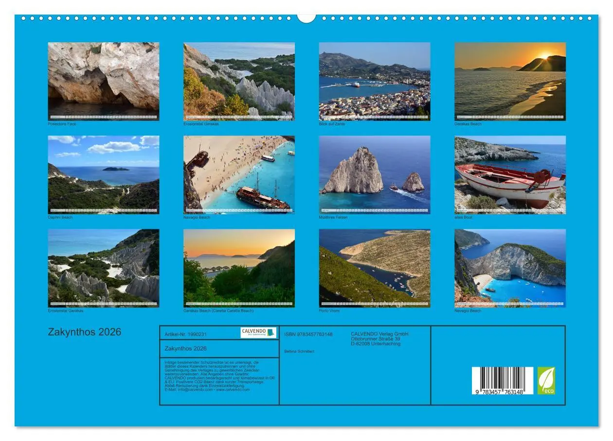 Bild: 9783457763148 | Zakynthos 2026 (hochwertiger Premium Wandkalender 2026 DIN A2...
