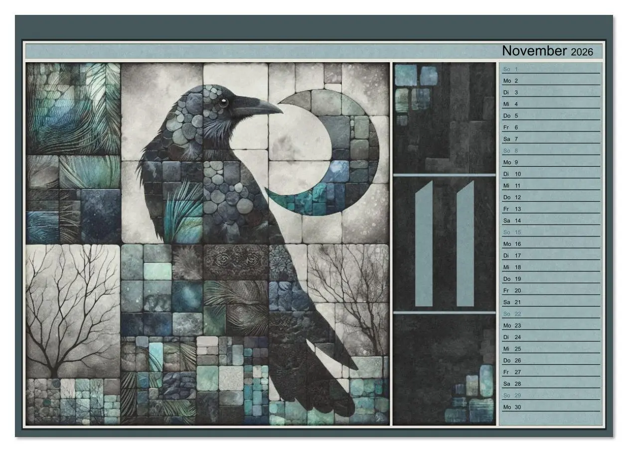 Bild: 9783516613148 | Krähen. Verborgene Farbnuancen. Kunst. (Wandkalender 2026 DIN A3...