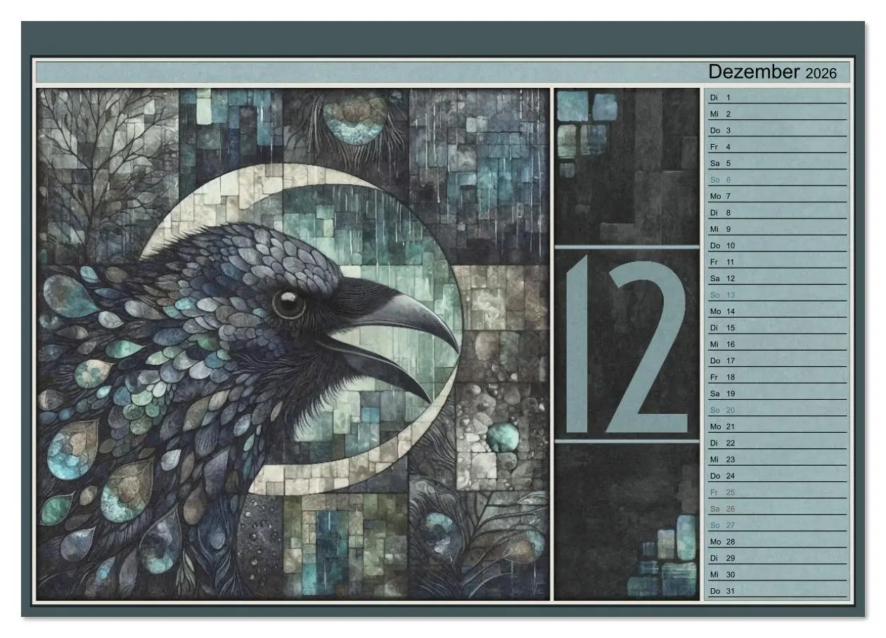 Bild: 9783516613148 | Krähen. Verborgene Farbnuancen. Kunst. (Wandkalender 2026 DIN A3...