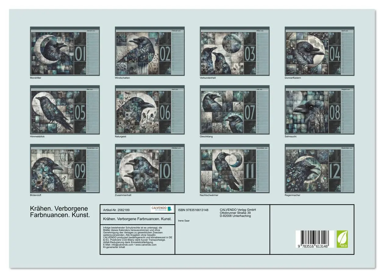 Bild: 9783516613148 | Krähen. Verborgene Farbnuancen. Kunst. (Wandkalender 2026 DIN A3...