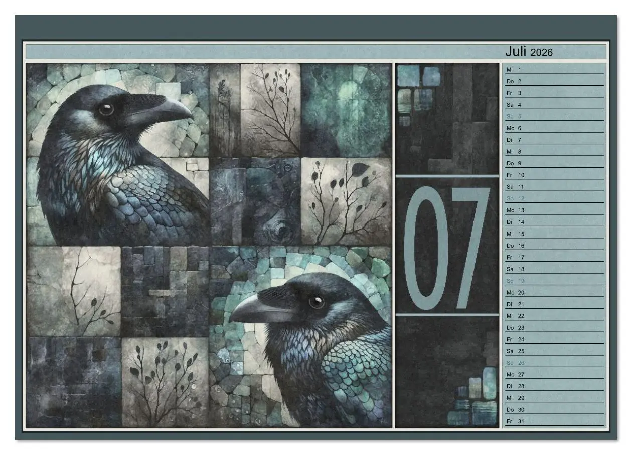 Bild: 9783516613148 | Krähen. Verborgene Farbnuancen. Kunst. (Wandkalender 2026 DIN A3...