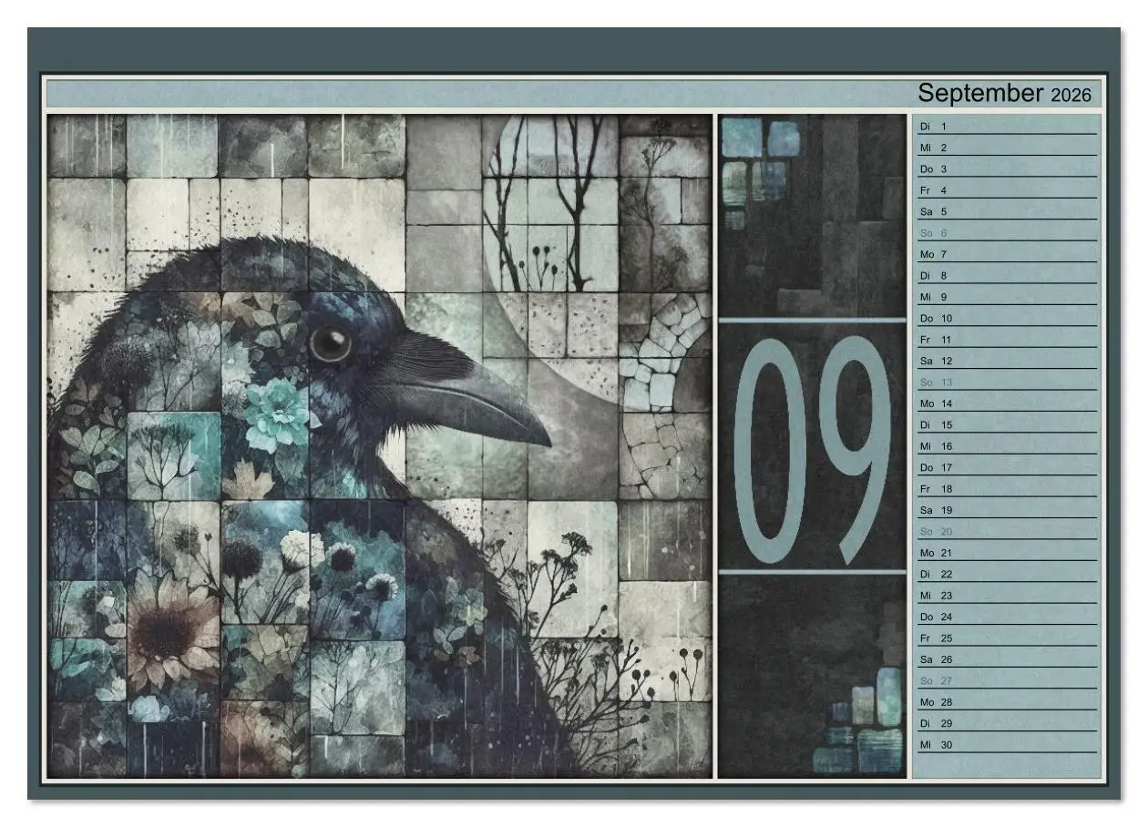 Bild: 9783516613148 | Krähen. Verborgene Farbnuancen. Kunst. (Wandkalender 2026 DIN A3...