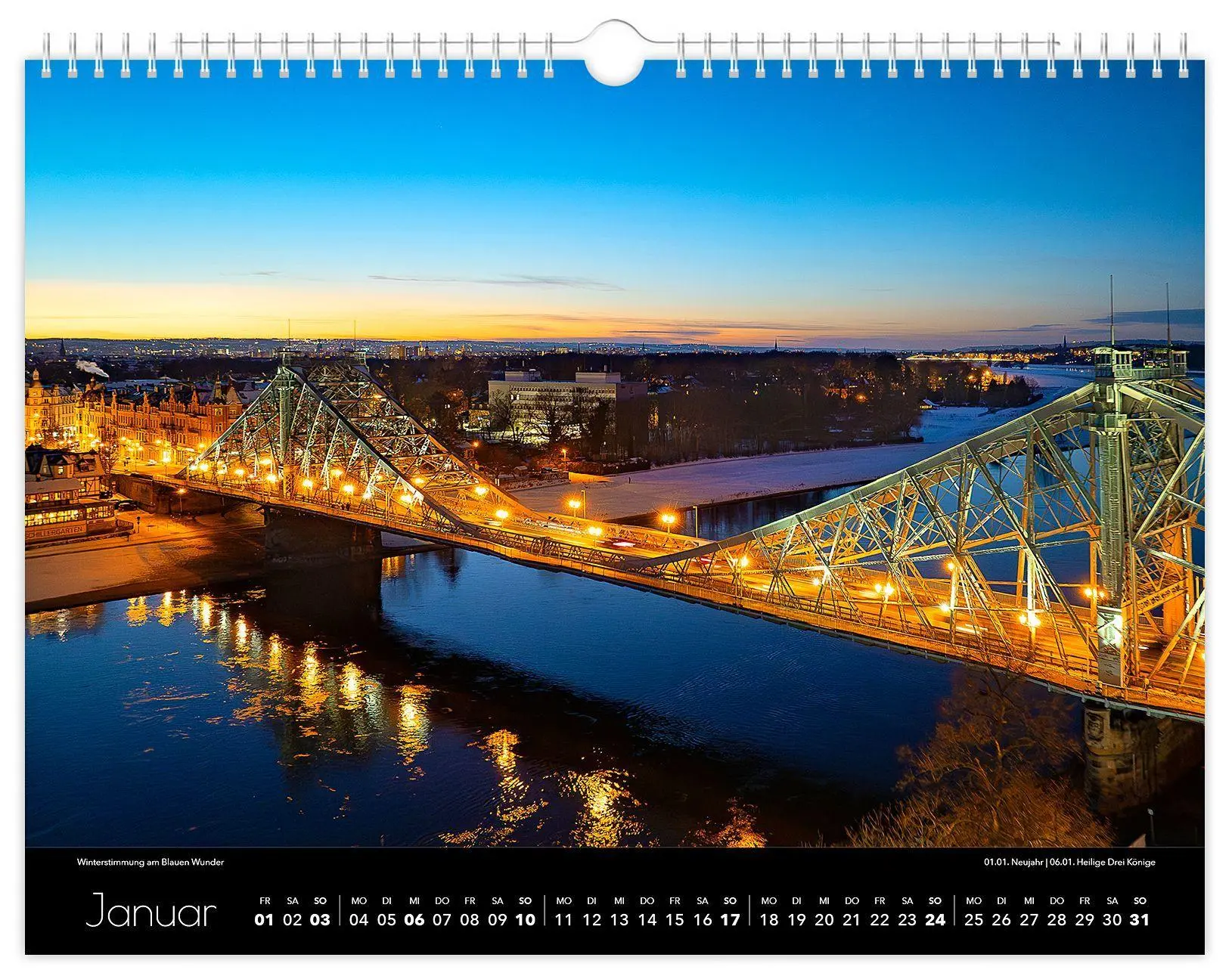 Bild: 9783912303148 | Kalender Dresden Elbflorenz 2027 | 40 x 30 cm schwarzes Kalendarium