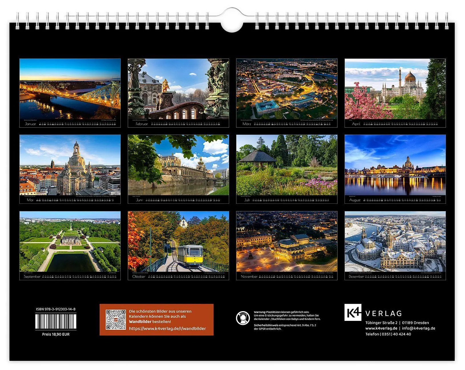 Bild: 9783912303148 | Kalender Dresden Elbflorenz 2027 | 40 x 30 cm schwarzes Kalendarium