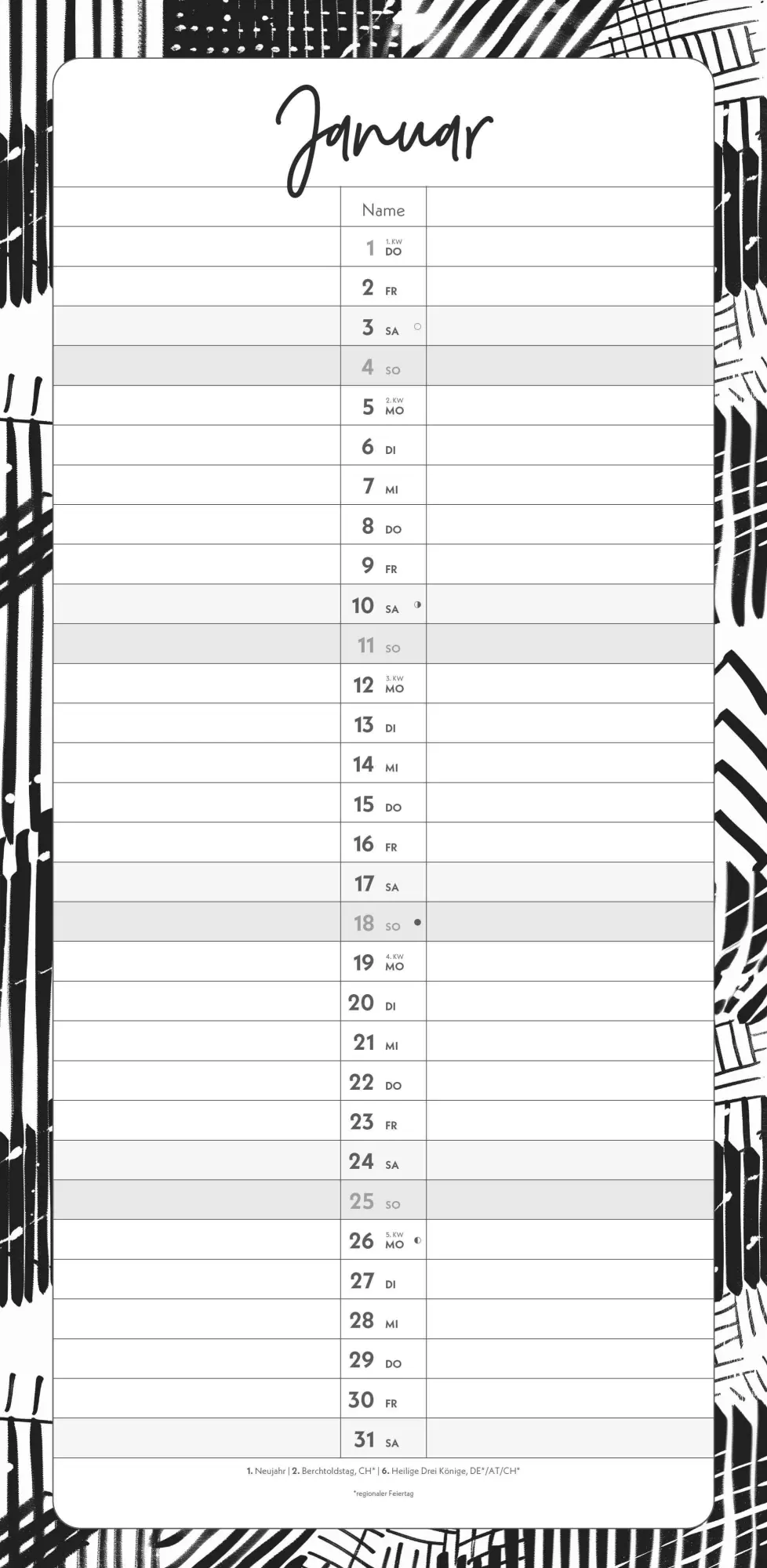Bild: 4069095003248 | Termine für 2 Black and White 2026 Familienplaner - Timer -...
