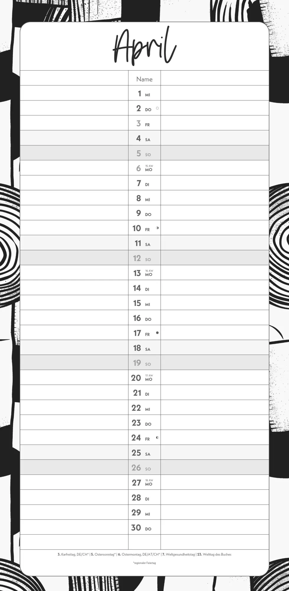 Bild: 4069095003248 | Termine für 2 Black and White 2026 Familienplaner - Timer -...