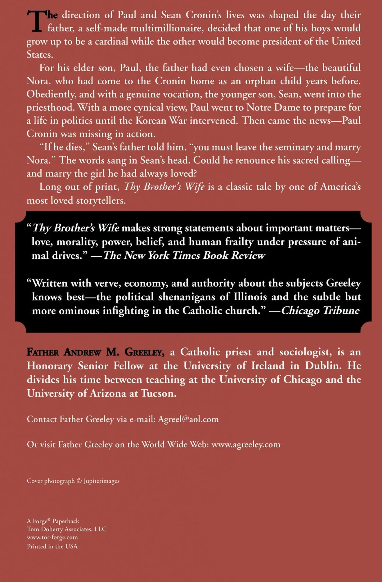 Rückseite: 9780765323248 | Thy Brother's Wife | Andrew M. Greeley | Taschenbuch | Englisch | 2009