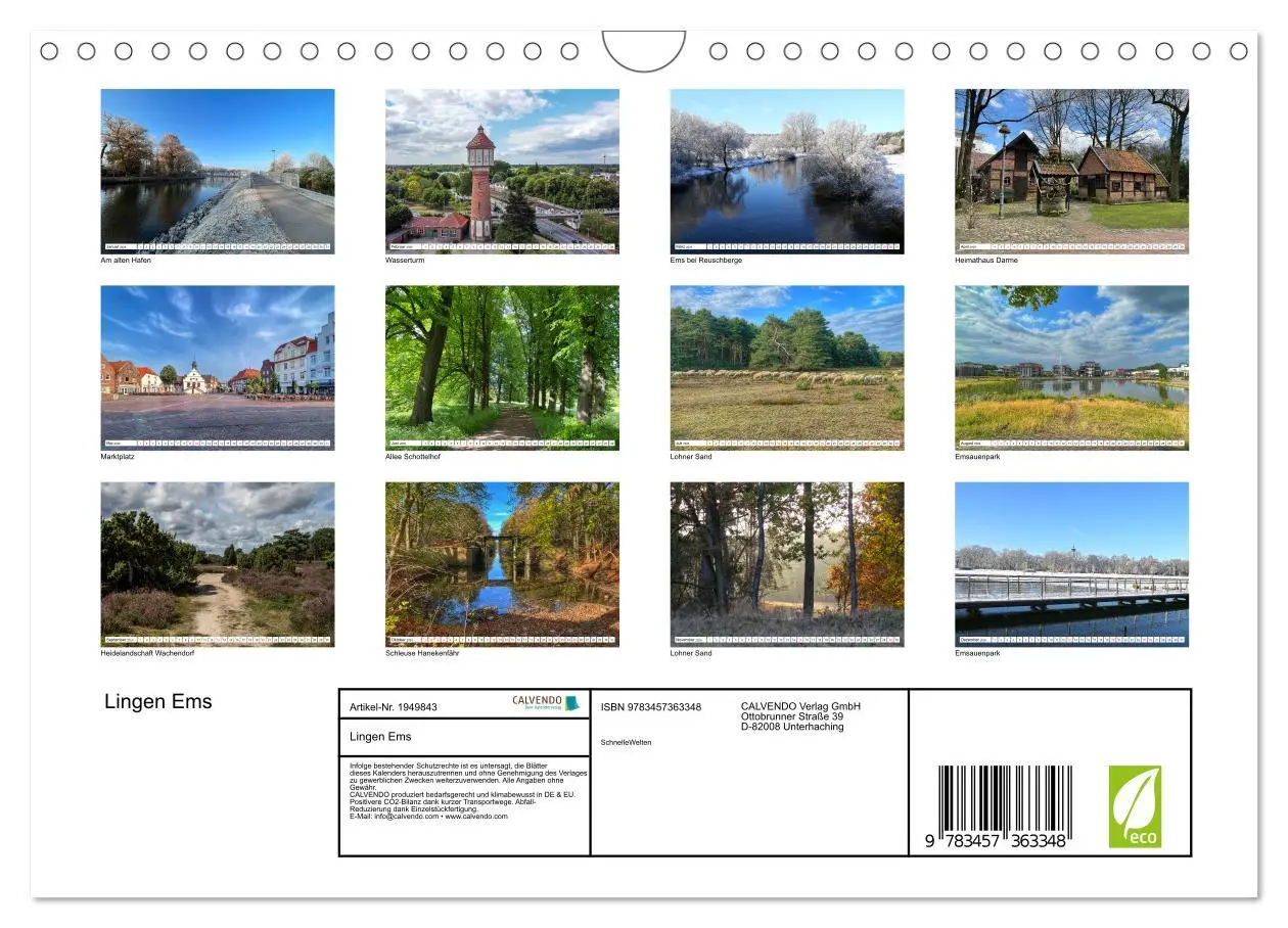 Bild: 9783457363348 | Lingen Ems (Wandkalender 2026 DIN A4 quer), CALVENDO Monatskalender