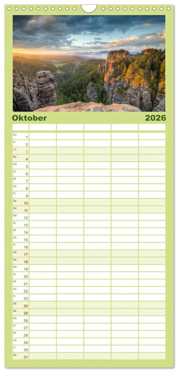 Bild: 9783516523348 | Familienplaner 2026 - Wunderschönes Elbsandsteingebirge mit 5...