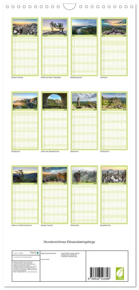 Bild: 9783516523348 | Familienplaner 2026 - Wunderschönes Elbsandsteingebirge mit 5...