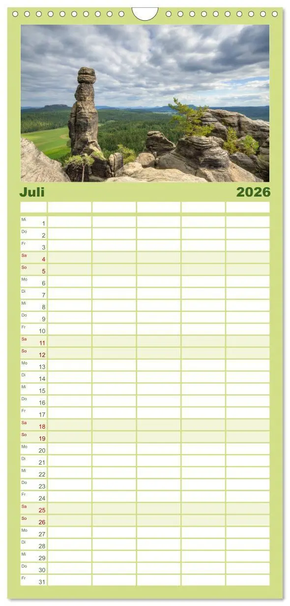Bild: 9783516523348 | Familienplaner 2026 - Wunderschönes Elbsandsteingebirge mit 5...