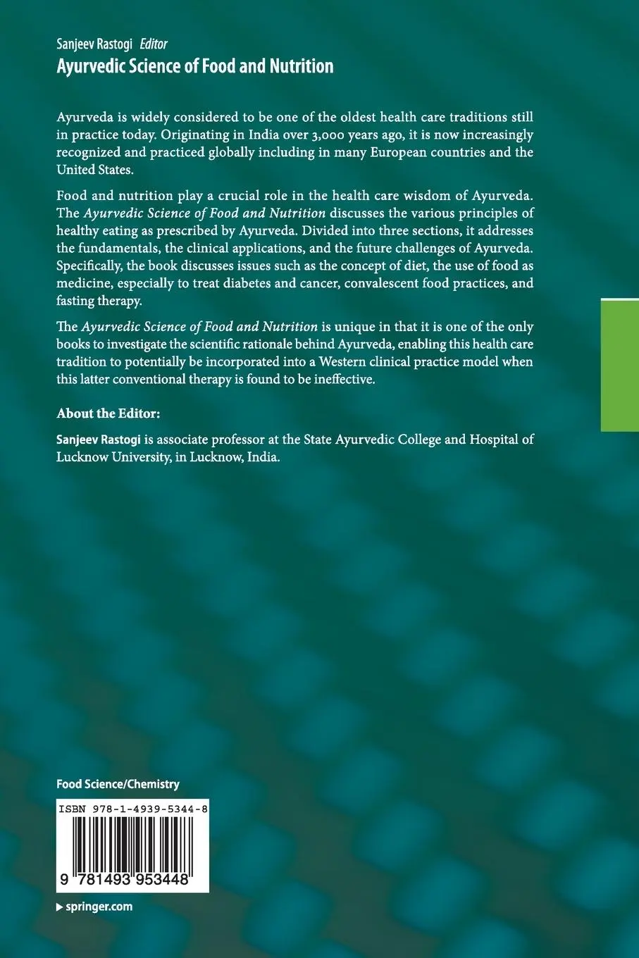 Rückseite: 9781493953448 | Ayurvedic Science of Food and Nutrition | Sanjeev Rastogi | Buch | xii