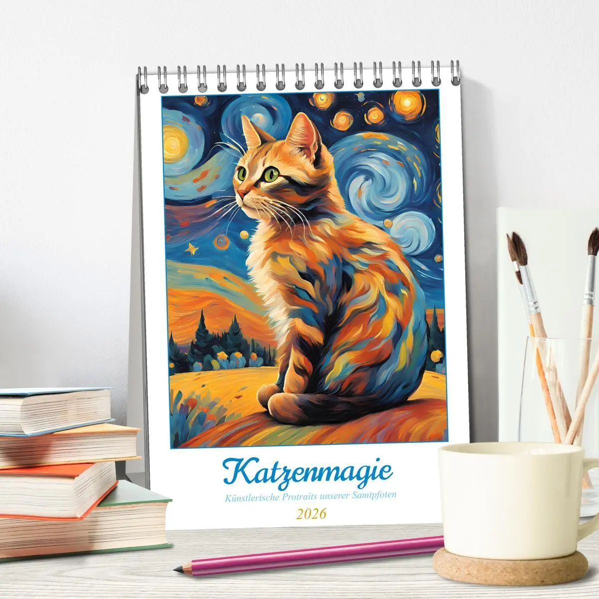 Bild: 9783457283448 | Katzenmagie (Tischkalender 2026 DIN A5 hoch), CALVENDO Monatskalender