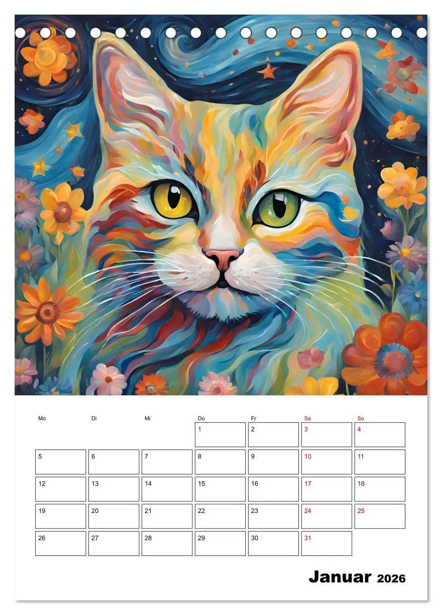 Bild: 9783457283448 | Katzenmagie (Tischkalender 2026 DIN A5 hoch), CALVENDO Monatskalender