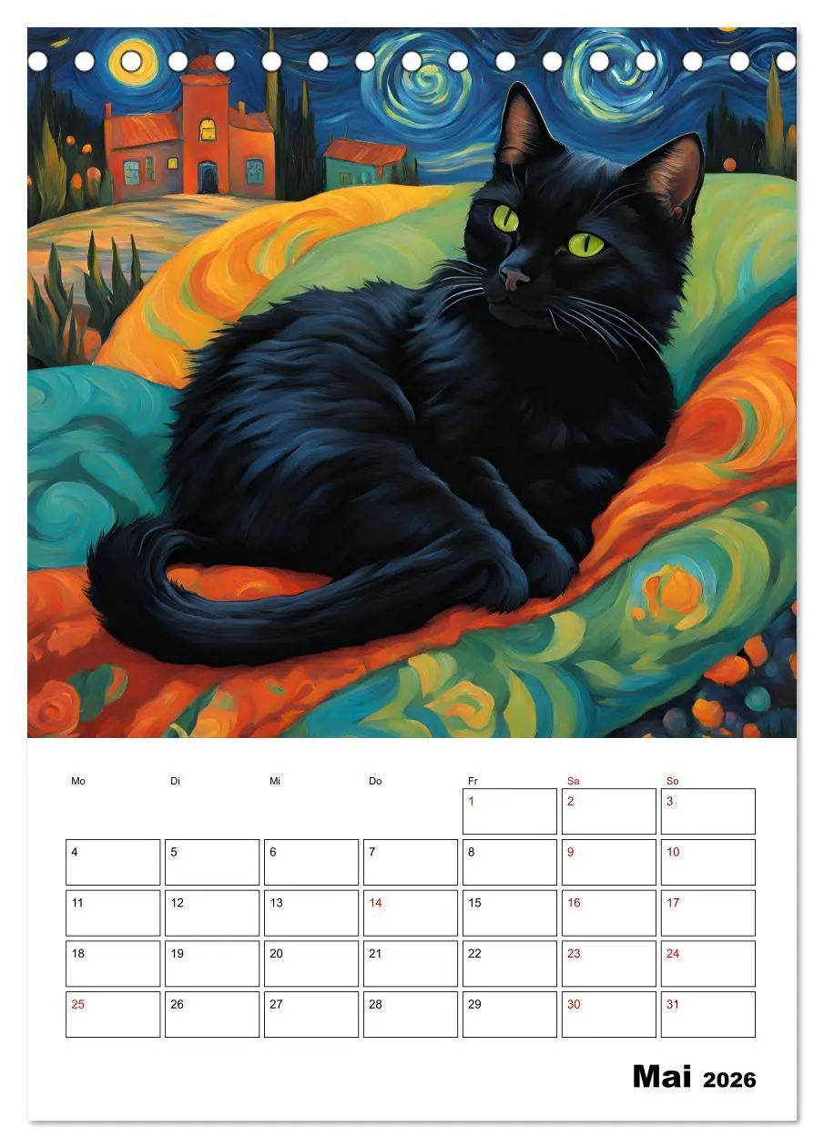 Bild: 9783457283448 | Katzenmagie (Tischkalender 2026 DIN A5 hoch), CALVENDO Monatskalender