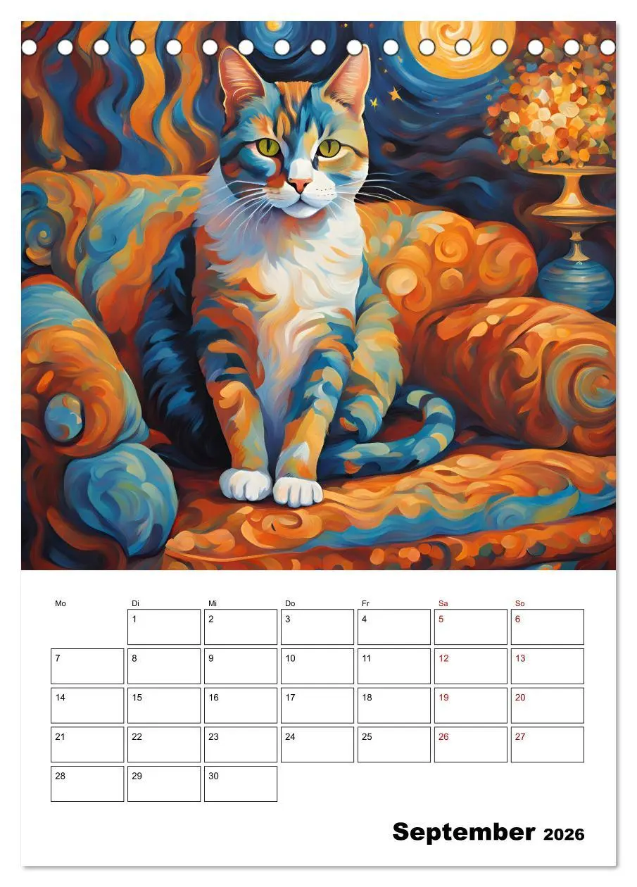 Bild: 9783457283448 | Katzenmagie (Tischkalender 2026 DIN A5 hoch), CALVENDO Monatskalender