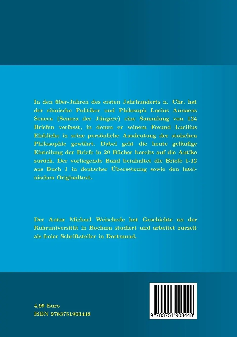 Rückseite: 9783751903448 | Seneca - Epistulae morales ad Lucilium - Liber I Epistulae I-XII