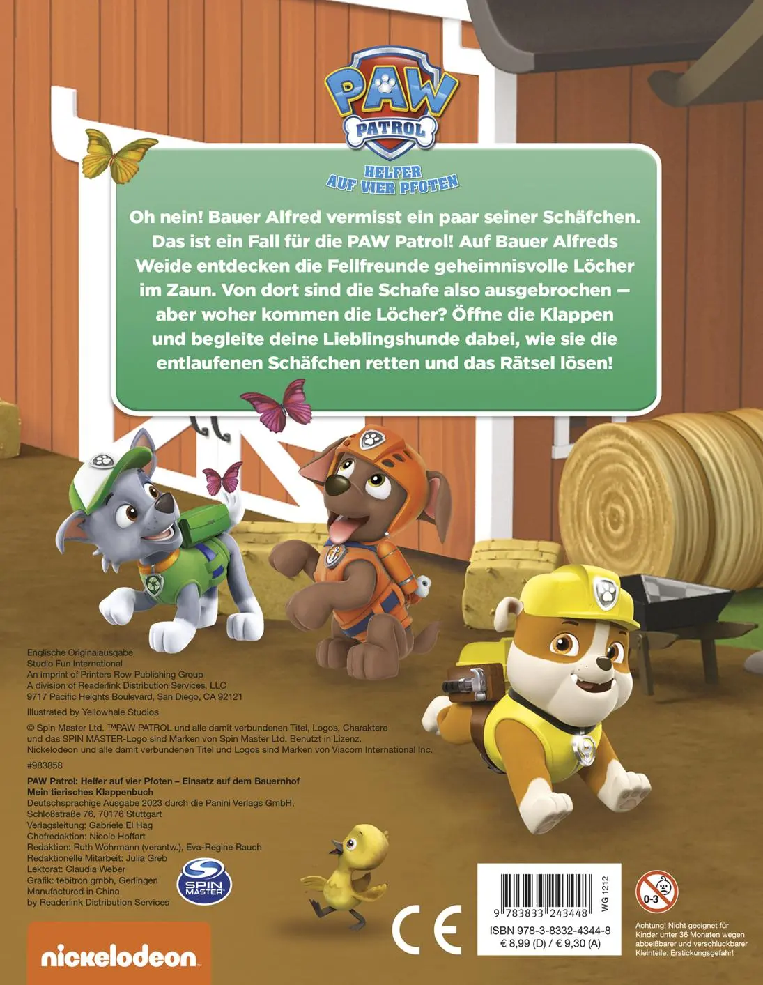 Rückseite: 9783833243448 | PAW Patrol: Einsatz auf dem Bauernhof - Mein tierisches Klappenbuch