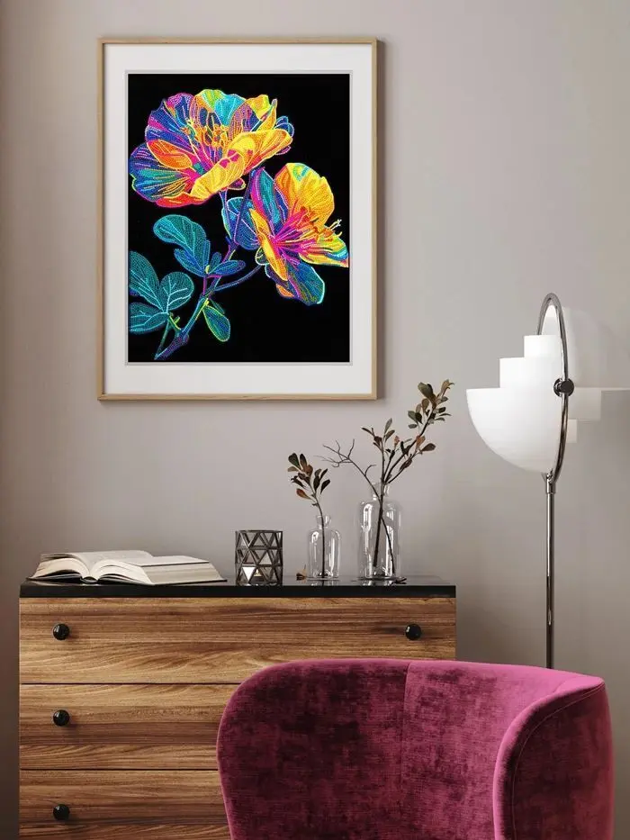 Bild: 4895225943548 | DIAMOND DOTZ - Diamond Painting Neon Blumen | Kit (Bastelset) | 2025