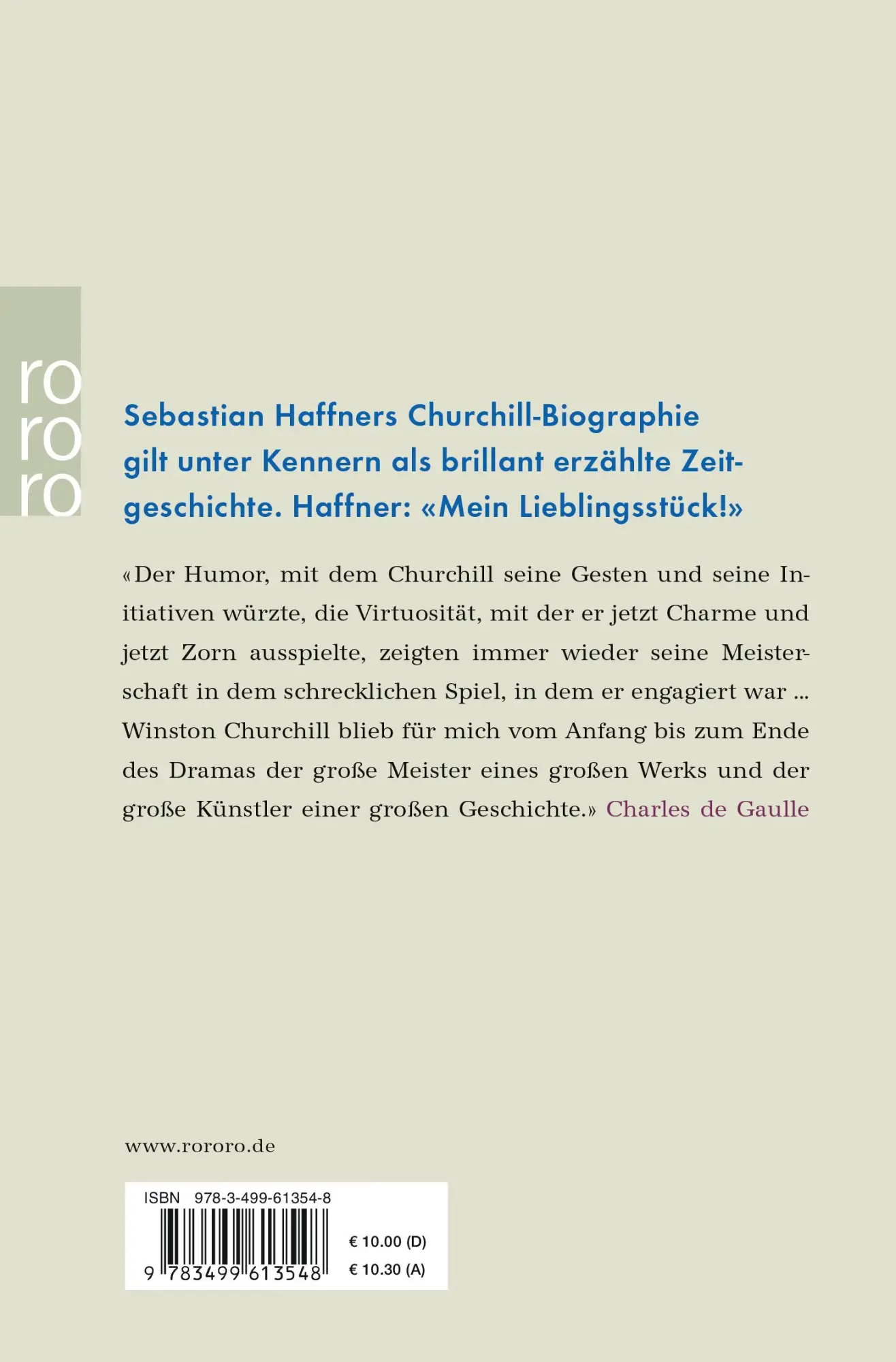 Rückseite: 9783499613548 | Winston Churchill | Sebastian Haffner | Taschenbuch | 208 S. | Deutsch