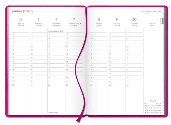 Bild: 9783819303548 | Wochenplaner Fuchsia 2027 | Korsch Verlag | Taschenbuch | 128 S.