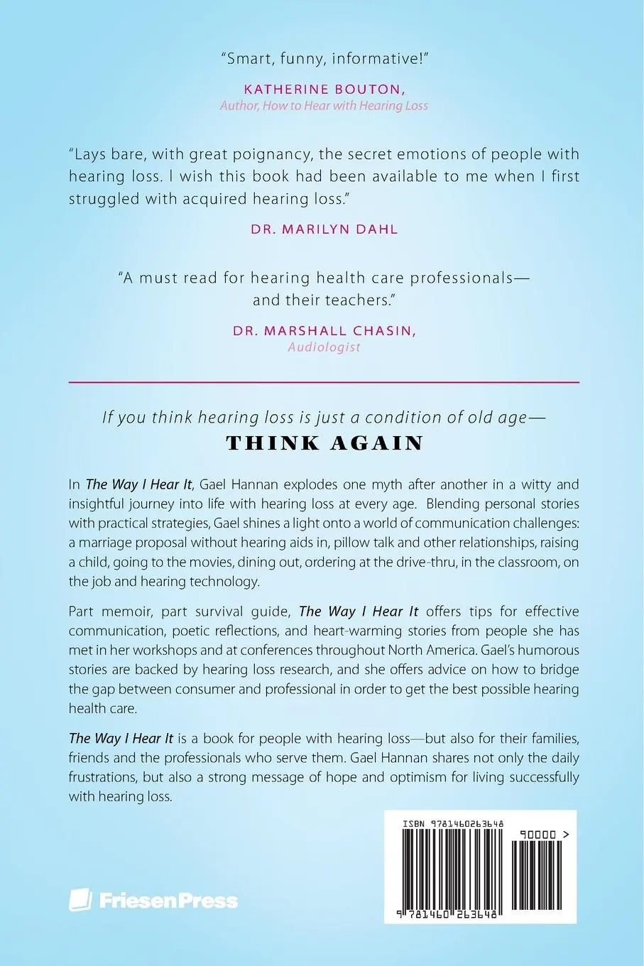 Rückseite: 9781460263648 | The Way I Hear It | A Life with Hearing Loss | Gael Hannan | Buch