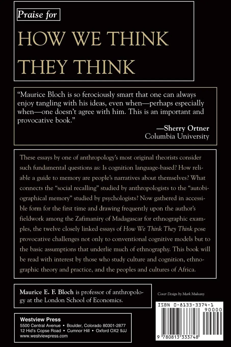 Rückseite: 9780813333748 | How We Think They Think | Maurice E F Bloch | Taschenbuch | Englisch